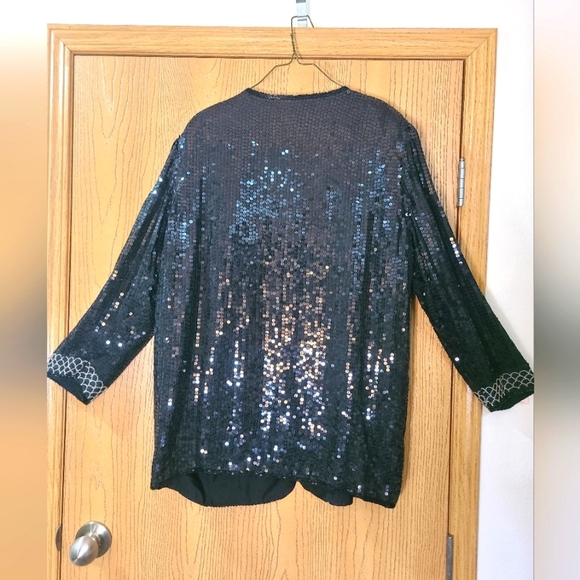 Vintage 80s Midnight Run sequin beaded Maximalist Art Deco jacket blazer - Picture 4 of 6